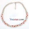 Rhodium plated fashion necklace 2012 VN012-2 with lobster clasp and stones