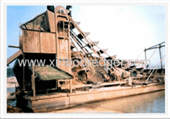 GOLD SELECTING DREDGER IN RIVER