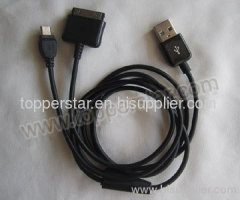 2 in 1 USB cable for mobile phones, microUSB (sync & charge) & Apple 30pin (only charge)