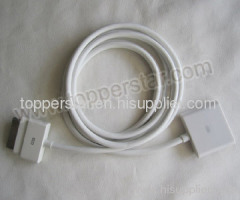 30-pin Dock Extender Cable for iPhone 4S, iPad 3G, 24-pin Connected, Slim 30-pin Male Fits All Cases