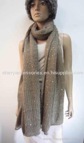 Knittted Sequins Shawl with Acrylic Material