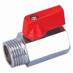 Forged Copper Mini ball valve With Red Handle