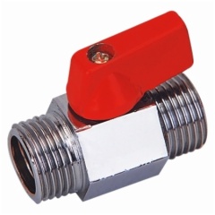 Brass mini ball valves with red aluminium handle
