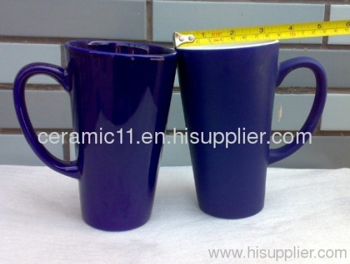 Couple blue ceramic mug