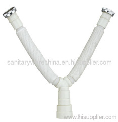 Y Shape Flexible Waste Pipe With Double Siphon Connector