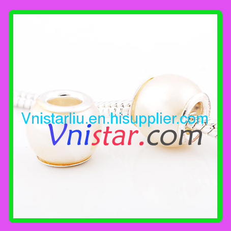 Milk-white silver plated core imitation pearl beads PGB565-1