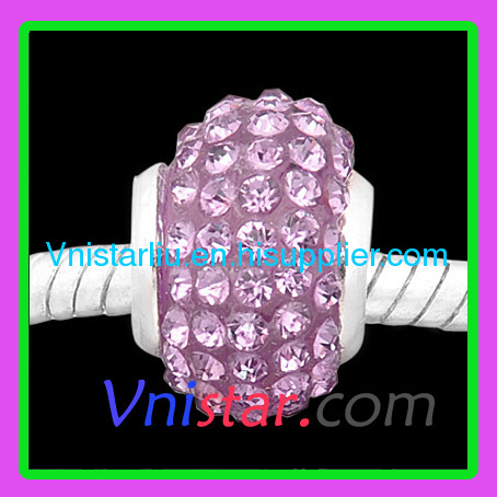 European beads wholesale PGB617-2 with purple crystal stones