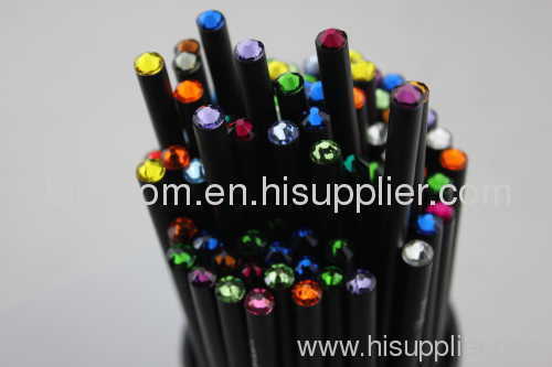 Matte Black Wooden Pencils with acryl or swarovski diamond on top