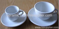 white coffee mug with dish