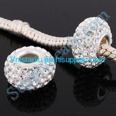Crystal stone beads PSS843 with sterling silver single core, 925 stamped