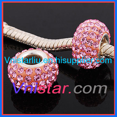 Pink crystal beads PSS843-10 with sterling silver single core
