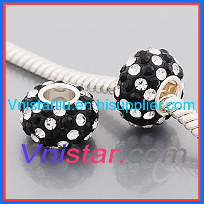 Crystal stone bead PSS837-38 with sterling silver single core and 925 stamped