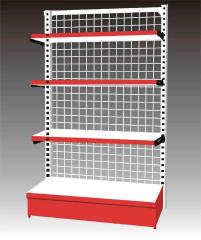 Single-sided wire mesh display shelf