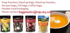 Flat Bottom pouch bag, Square bottom stand up pouches, Soup Pouches, Roll Stock, Aluminum Foil Bags