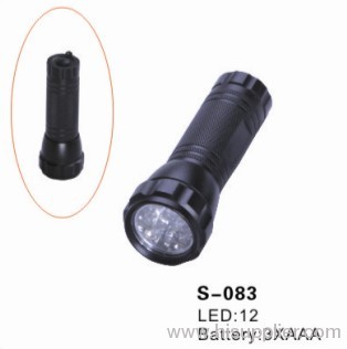 12 pieces led flashlight with 35 lms,powered by 3*AAA battery