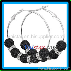 Vnistar shamballa crystal disco ball basketball wives earring hoop earring