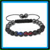 Shamballa men's bracelet 8mm bracelet for child with jet crystal stone