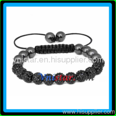 Shamballa men's bracelet 8mm bracelet for child with jet crystal stone