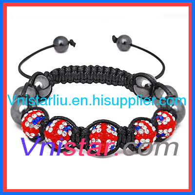 British flag crystal stones beads macrame bracelet SBB221-5