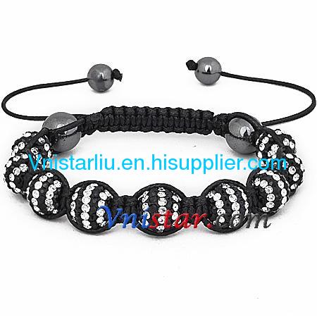 Clear and jet crystal stones beads macrame bracelet SBB089-18