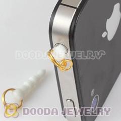 White Plastic Earphone Jack Charm Connector with Hole