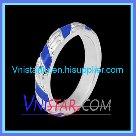 Stackable ring VSR018-8 with blue enamel colors
