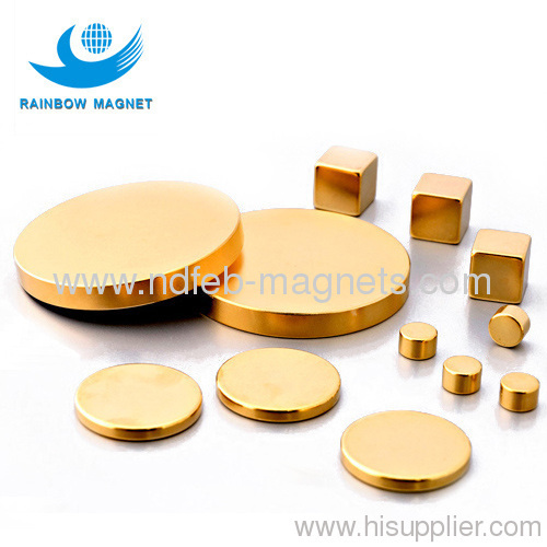 sintered neodymium disc magnets with gloden coating