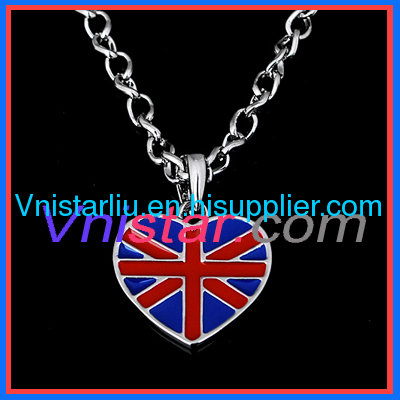Shamballa necklace VSN037 with heart Union flag pendant