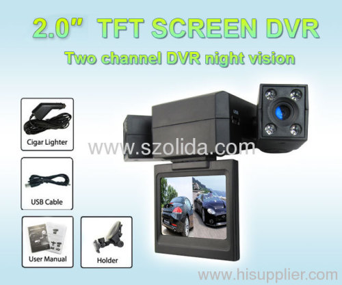 Double camera +2.0 tft screen + 120wide angle + 8pcsIR LED + 270degrees rotate the double lens