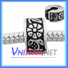 Silver plated stopper bead PC167 with daisy stamped