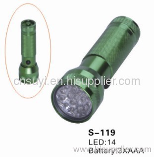 14 pieces aluminum flashlight,made od aluminum alloy, powered by 3*AAA batteries