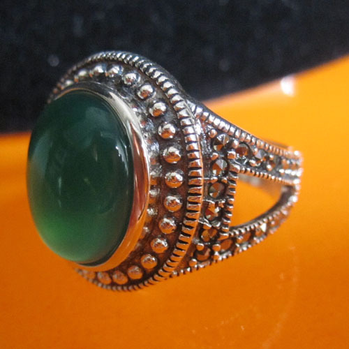 marcasite silver ring,agate 925 Thai silver jewelry