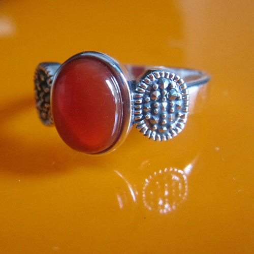 garnet ring,925 Thai silver jewelry,marcasite silver ring
