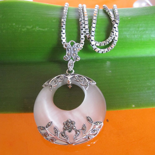 design 925 Thai silver with opal pendant,Marcasite silver jewelry