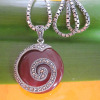 925 Thai silver marcasite pendant necklace with garnet,silver jewelry