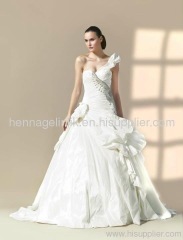 Satin one shoulder wedding dress