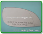 Aspheric chrome mirror with lettering