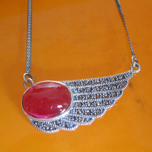 fashion Thai silver marcasite garnet pendant jewelry,925 Thai silver jewelry