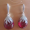 925 Thai silver earrings,sterling Thai silver garnet earrings