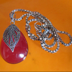 marcasite pendant garnet jewelry,925 Thai silver garnet pendant necklace