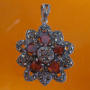 design flower style Thai silver pendant with ruby ,925 Thai silver jewelry