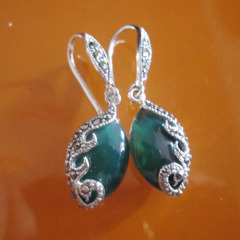 sterling silver earrings with gemstone,925 Thai silver agate earrings