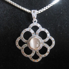 925 Thai silver opal mosaic fashion pendant necklace,925 Thai silver jewelry