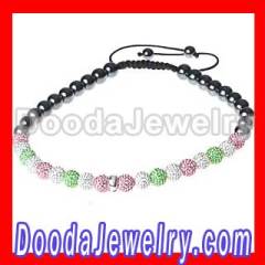 Fahion Shamballa AKA Style Pink & Green Czech Crystal Necklace Jewelry Wholesale