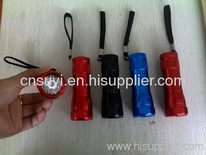 aluminum led flashlight with 9 pieces, powered by 3*AAA batteries