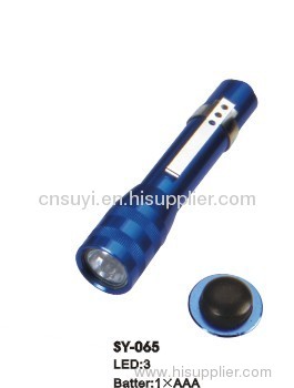 Three-piece LED Flashlight with 1 x AA Battery, Made of Aluminum, Different Colors are Available