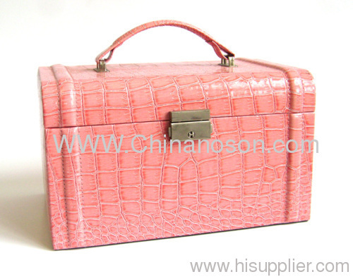 PU Pink Storing Lockable catch Fashion jewelry box Specification: 23*15*13.5 cm Colour:Pink