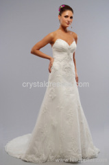 Welcomed Simple Elegant Satin-back lace strapless A-line with embroidery Satin