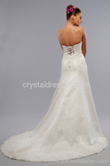 Welcomed Simple Elegant Satin-back lace strapless A-line with embroidery Satin