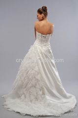 Top Grade sweetheart ball gown with embroidery and crystals Silk-like wedding dress